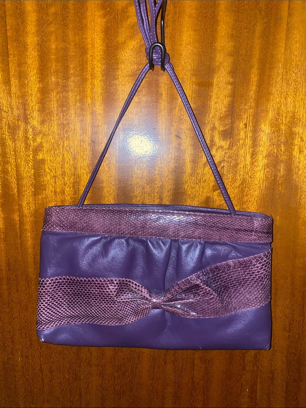Westmont- vintage 80’s- Purple Leather and Snakeskin crossbody envelope bag